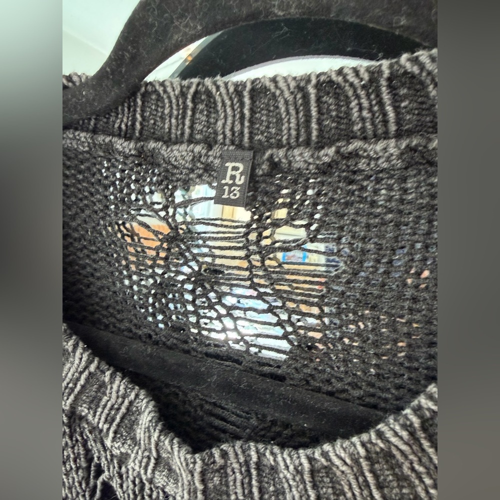 R13 Acid Shredded Distressed Black Women's Crewneck Sweater sz S - Picture 5 of 5